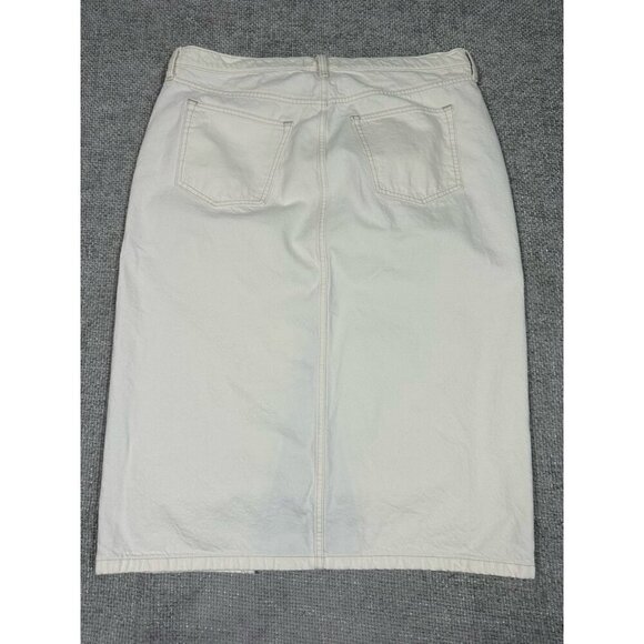 Abercrombie & Fitch Jean Skirt Womens 34/18 Cream High Rise Denim‎ Midi - Picture 2 of 7